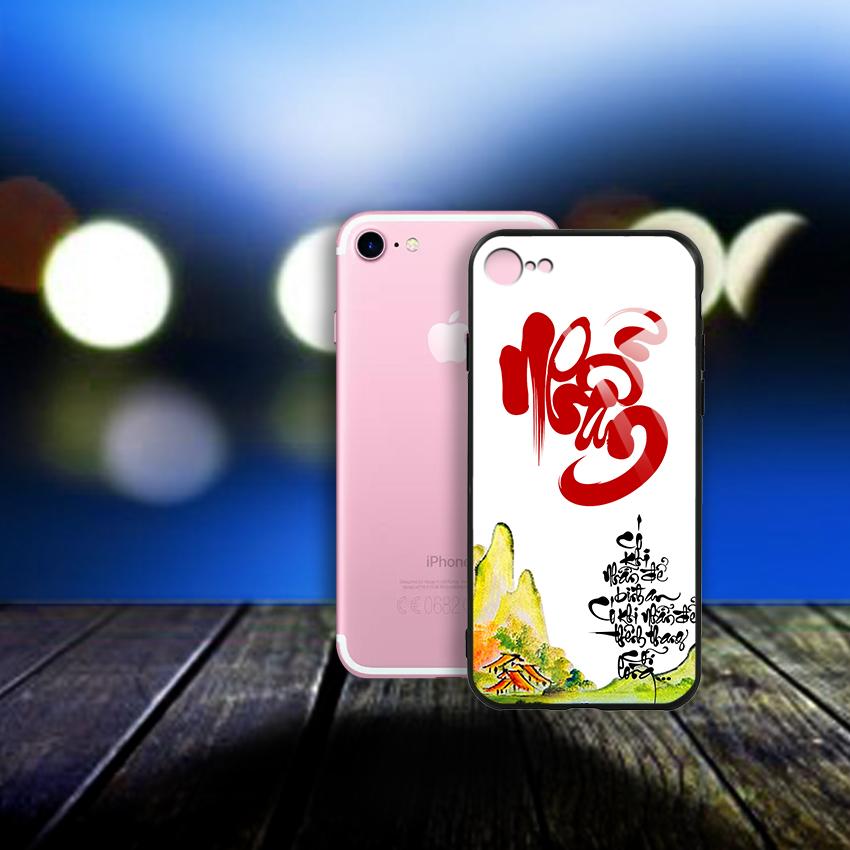 Ốp Lưng Kính Cường Lực cho Iphone 7 / 8 - In chữ thư pháp - 03003 - 7808 NHAN02 -  Hàng Chính Hãng