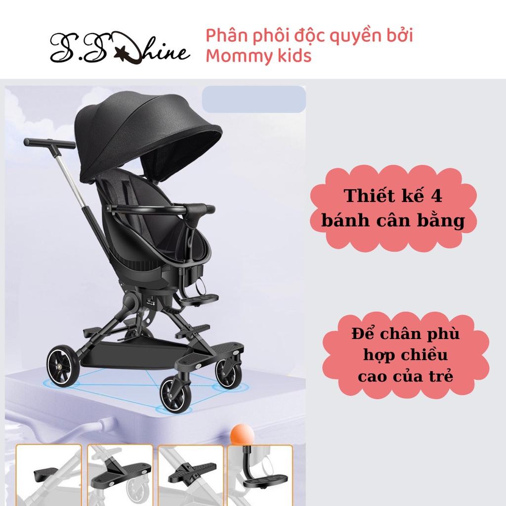 Xe đẩy du lịch gấp gọn MOMMYKIDS MINH CHÂU 4 bánh cho bé, ghế có thể điều chỉnh chế độ nằm, đảo chiều cho bé 0-5 tuổi