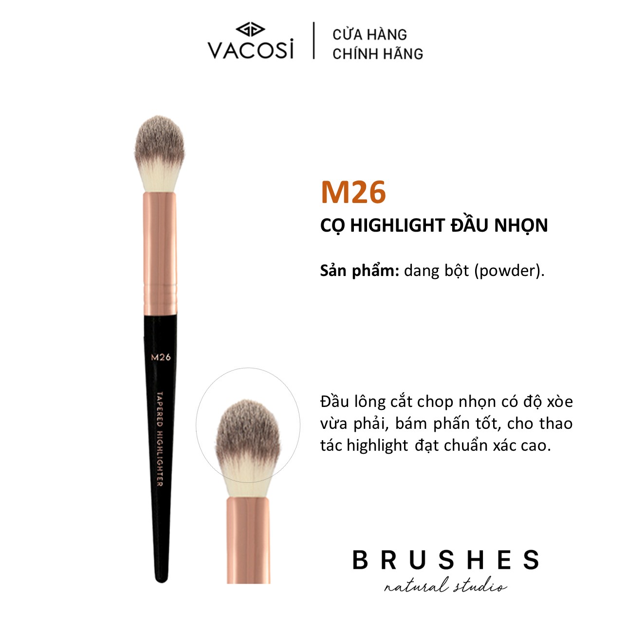 Cọ Tán Phấn Highlight VACOSI - M26 VACOSI TAPERED HIGHLIGHTER