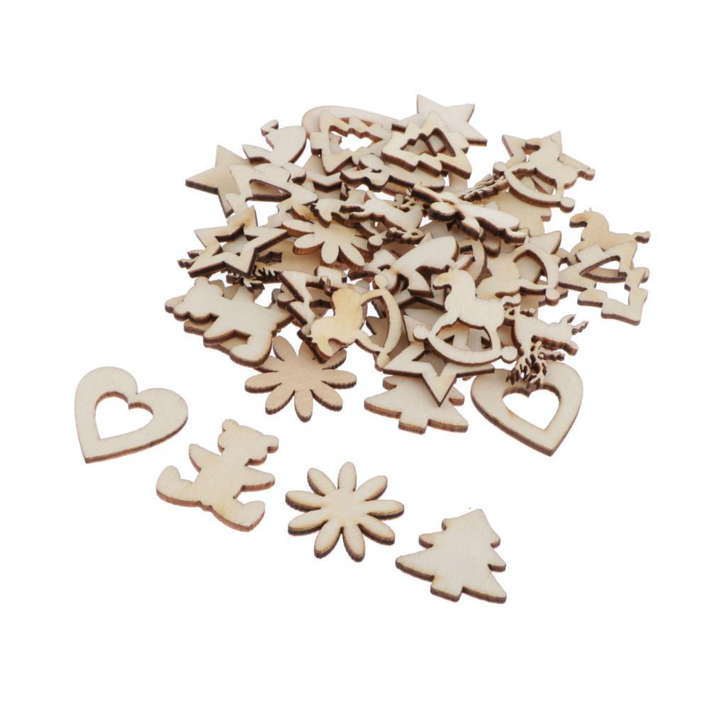 50 Miếng Gỗ Gỗ Tôn Dáng Mặt Dây Chuyền Xmas Đồ Trang Trí Trang Trí