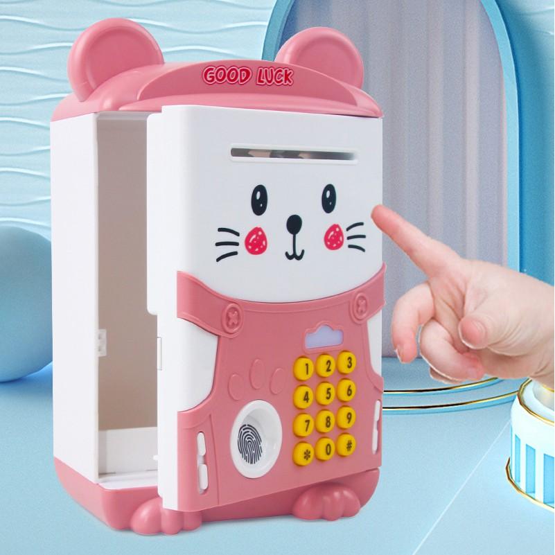 Két Sắt Mini Hình Mèo Có Nhạc Và Cảm ứng Dấu Vân Tay Cho Bé Nhiều Màu Kute