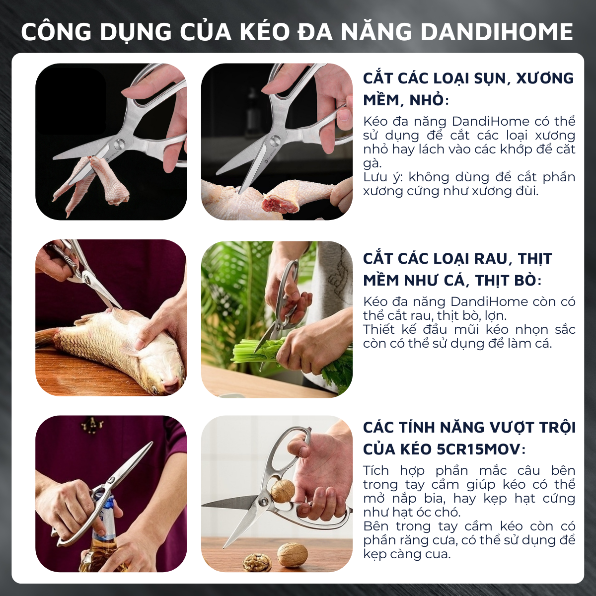 Kéo đa năng DandiHome thép cao cấp giữ độ bén tốt