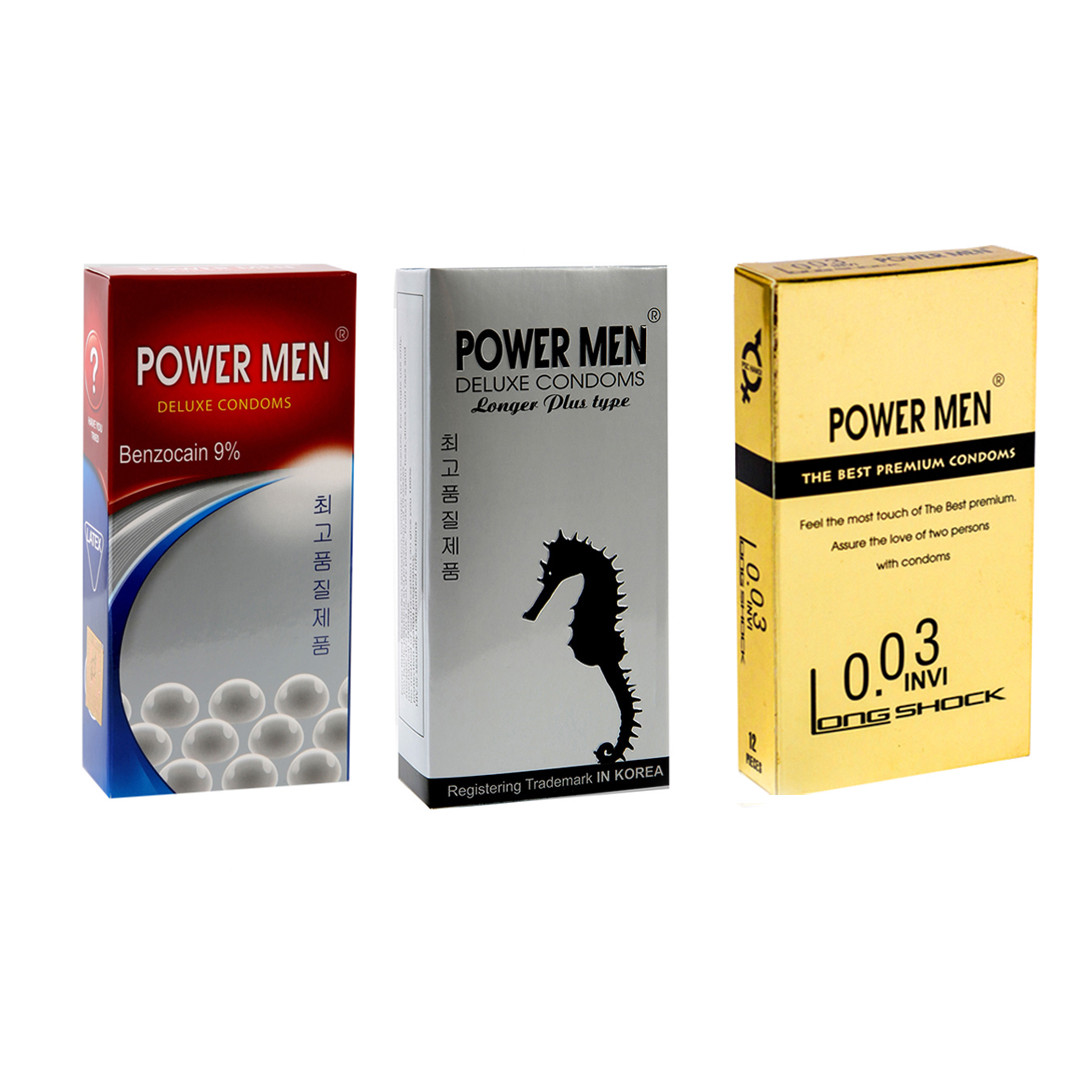 Combo 3 hộp bao cao su chống xuất tinh sớm Power Men - Tặng kèm gel Nhật - 100% Hàng Chính Hãng - Che tên sản phẩm