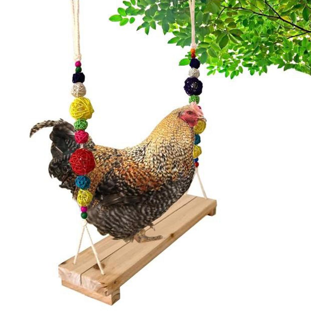 Pet Chicken Swing Toys Natural Wooden for Hens Large Bird Parrot Macaw Training