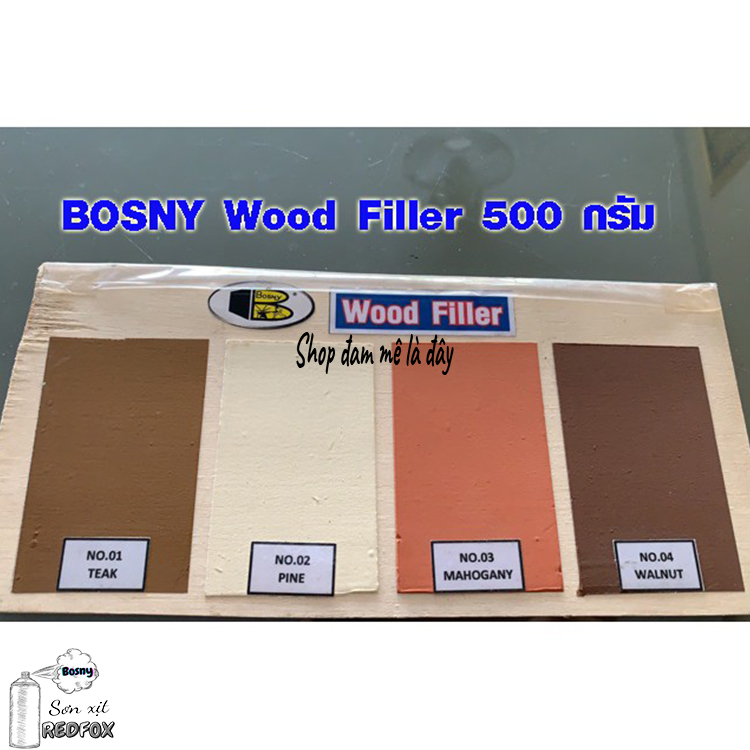 Bột trám gỗ, nột trét gỗ bị nứt Wood Filler No.B218 Bosny hộp 500 gram - Thái Lan, Keo che vết xước, khuyết điểm đồ gỗ nội thất, bàn ghế, tủ gỗ