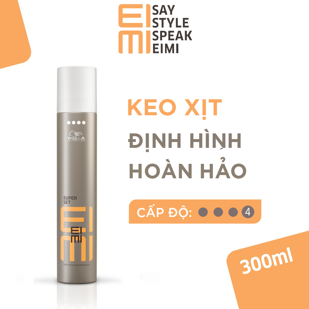 Keo xịt Wella EIMI giúp định hình, giữ nếp tóc hoàn hảo Super Set Extra Strong Finishing Spray