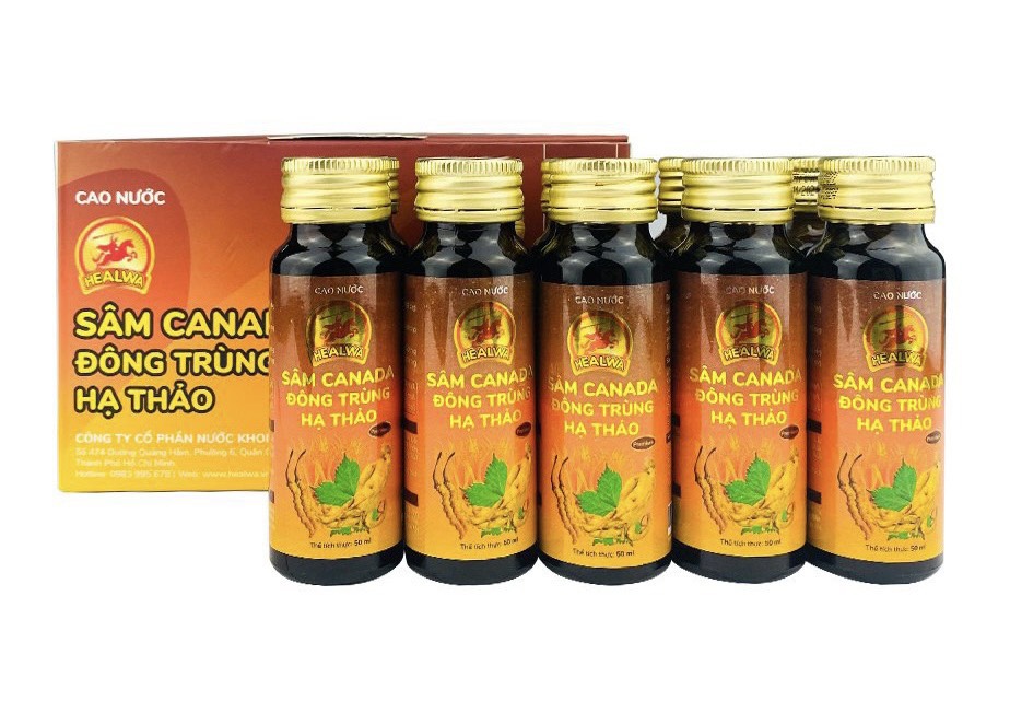 Cao nước Sâm Canada Đông trùng hạ thảo Healwa (1 hộp x 10 chai x 50ml) Tăng cường sức khỏe và hệ miễn dịch