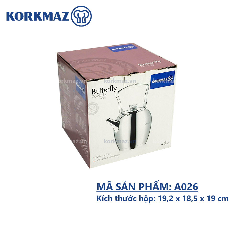 Bình trà Inox 18/10 Korkmaz Butterfly 2.3 lít