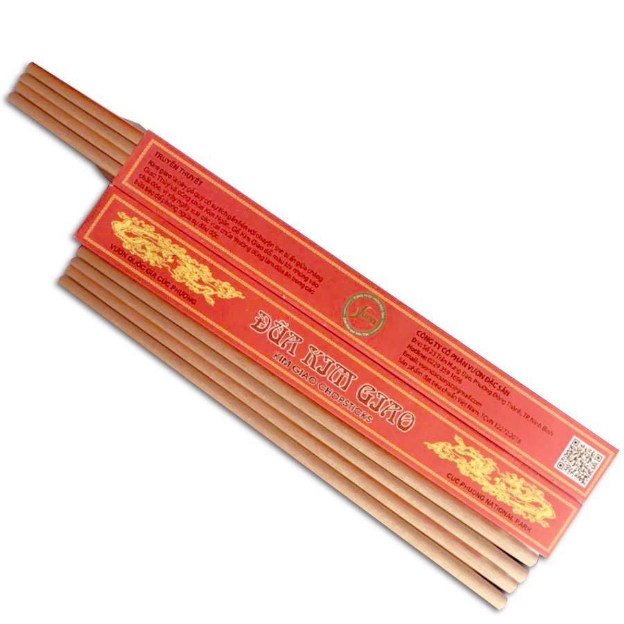 Hộp 10 đôi Đũa gỗ Kim Giao (Dài 27cm) 100% tự nhiên - Món quà quý đến từ rừng Cúc Phương Ninh Bình