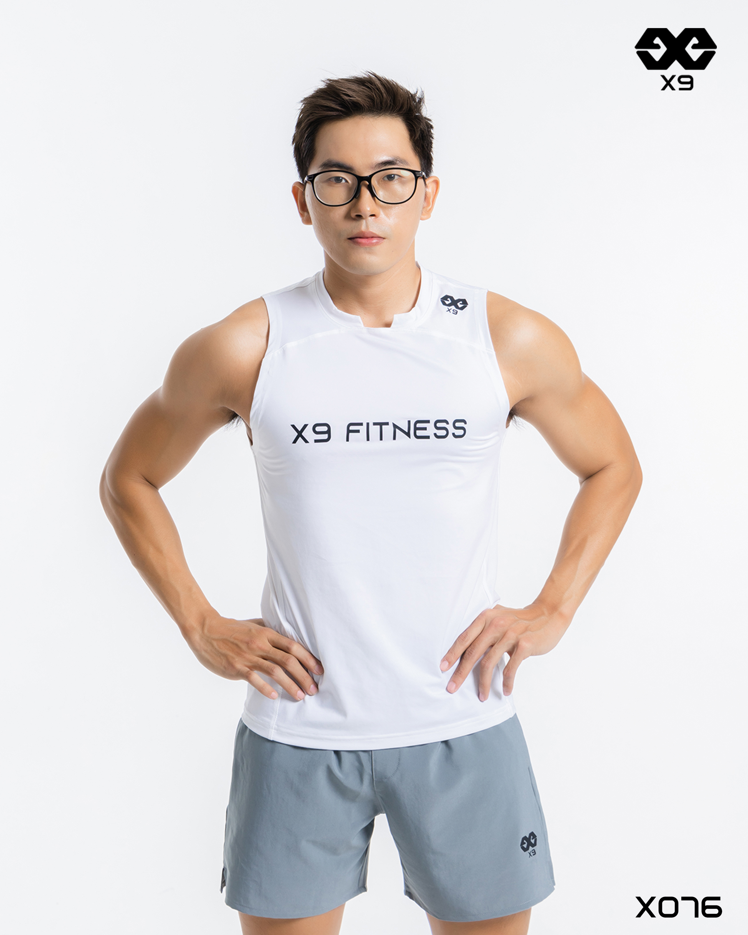 Áo Ba Lỗ Tanktop Nam Cổ Chữ U X9 Fitness Thể Thao Tập Gym Đạp Xe Chạy Bộ Giữ Nhiệt Cao Cấp Phôm Ôm Body Slimfit - X076