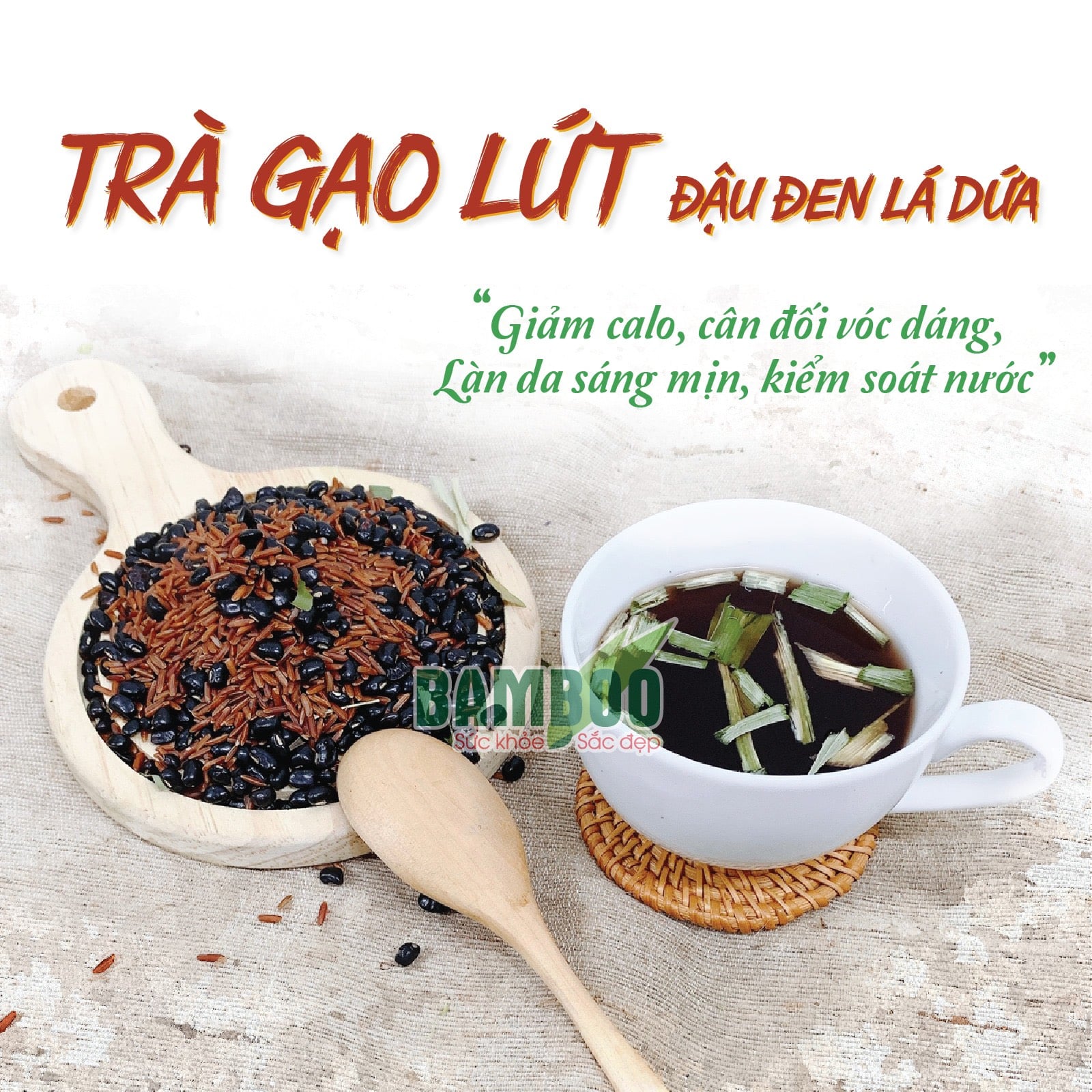  Trà gạo lứt đậu đen lá dứa Bamboo - 350g