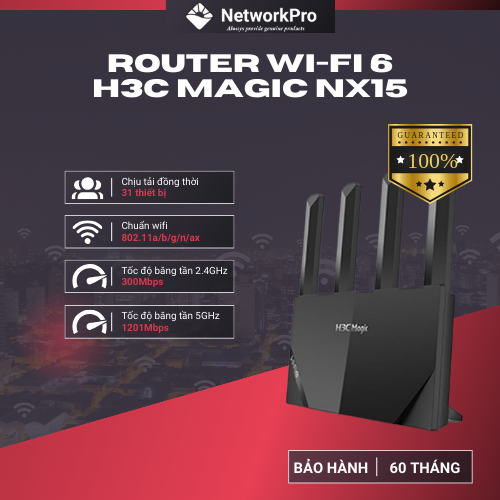 Bộ Phát WiFi H3C NX15 Băng Tần Kép Chuẩn WiFi 6 AX1500 - Hàng Chính Hãng