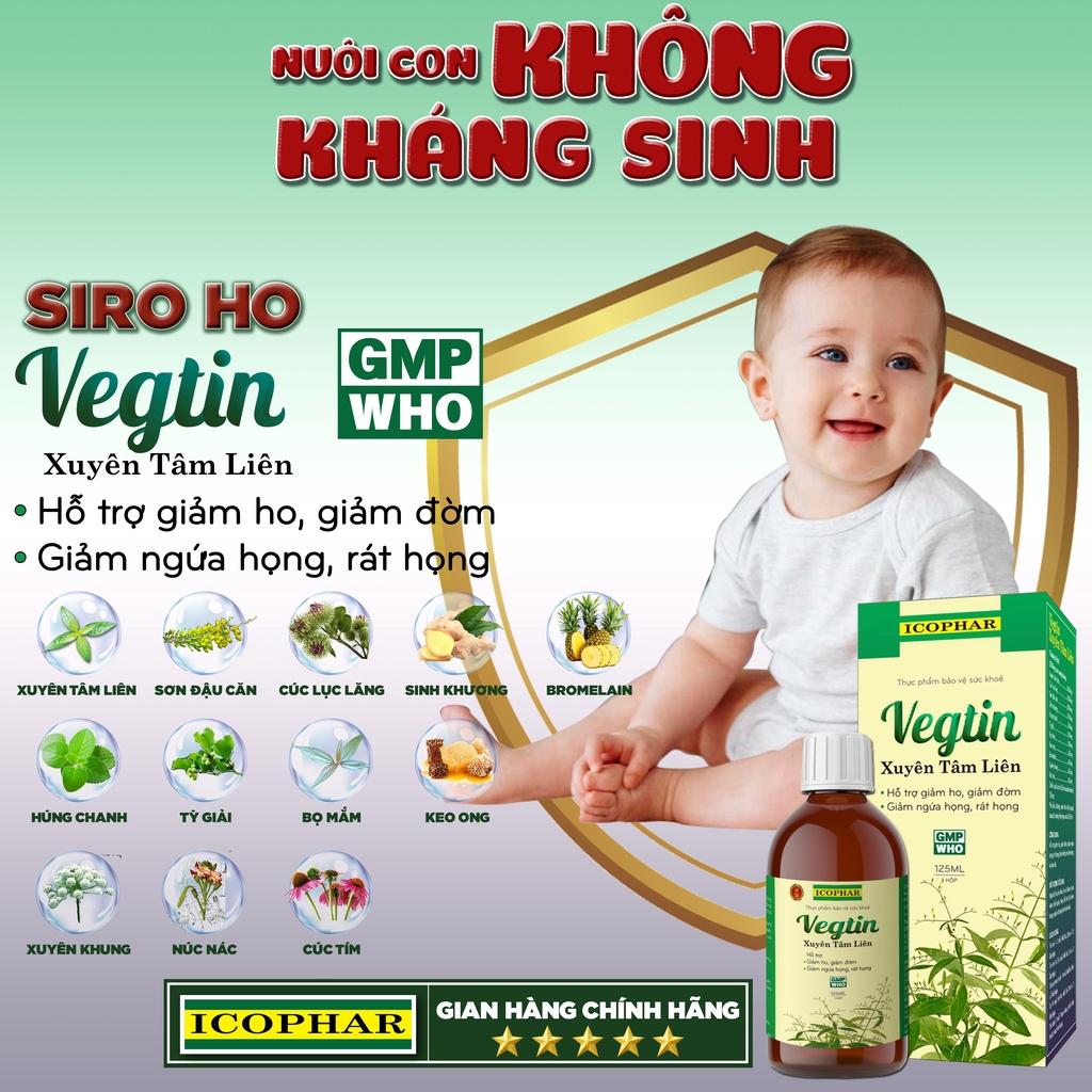 SIRO HO VEGTIN XUYÊN TÂM LIÊN - Giảm ho khan, ho có đờm, giảm ngứa, đau rát họng - Hiệu quả, An toàn cho bé