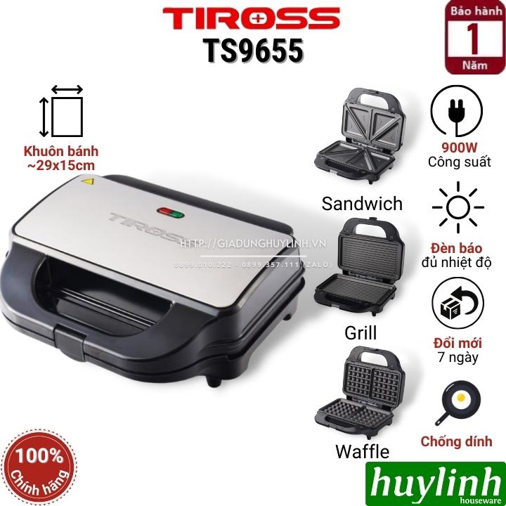 Máy - Kẹp nướng bánh sandwich 3 trong 1 Tiross TS9655 - 900W - Hàng chính hãng