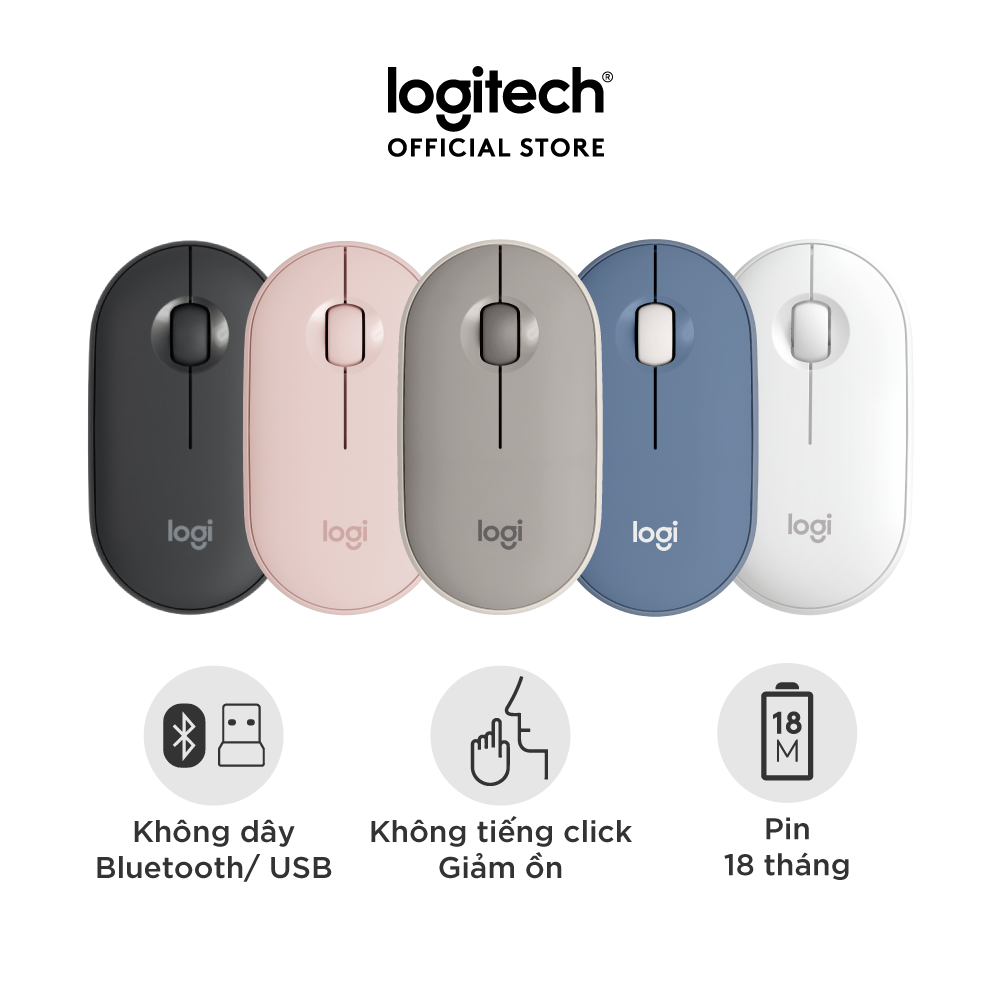 Chuột Bluetooth Silent Logitech Pebble M350 - Hàng chính hãng