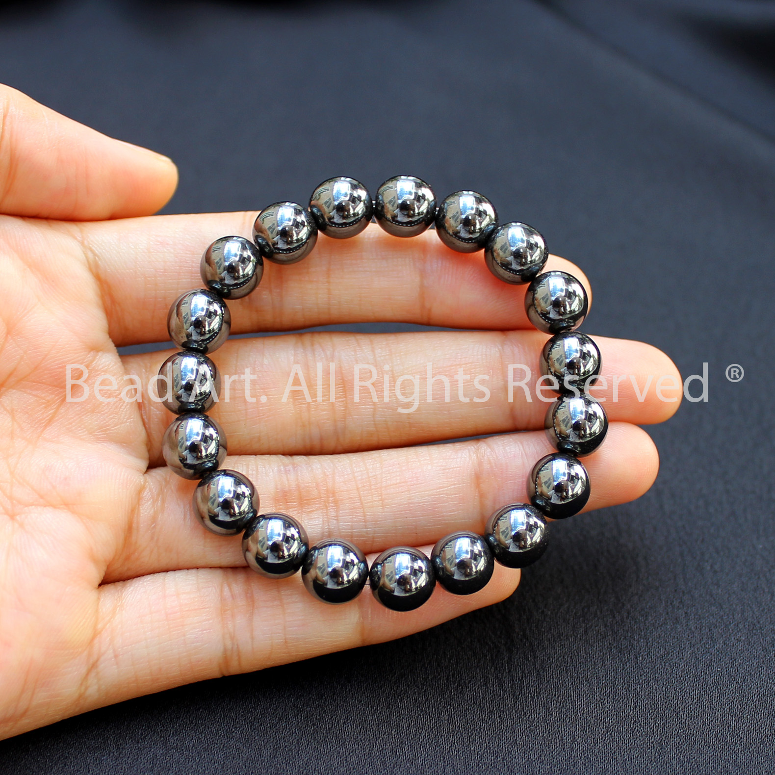 Vòng Tay 8MM Đá Hematite Màu Đen Tự Nhiên, Mệnh Thủy, Mộc, Vòng Tay Phong Thuỷ, Chuỗi Hạt - Bead Art