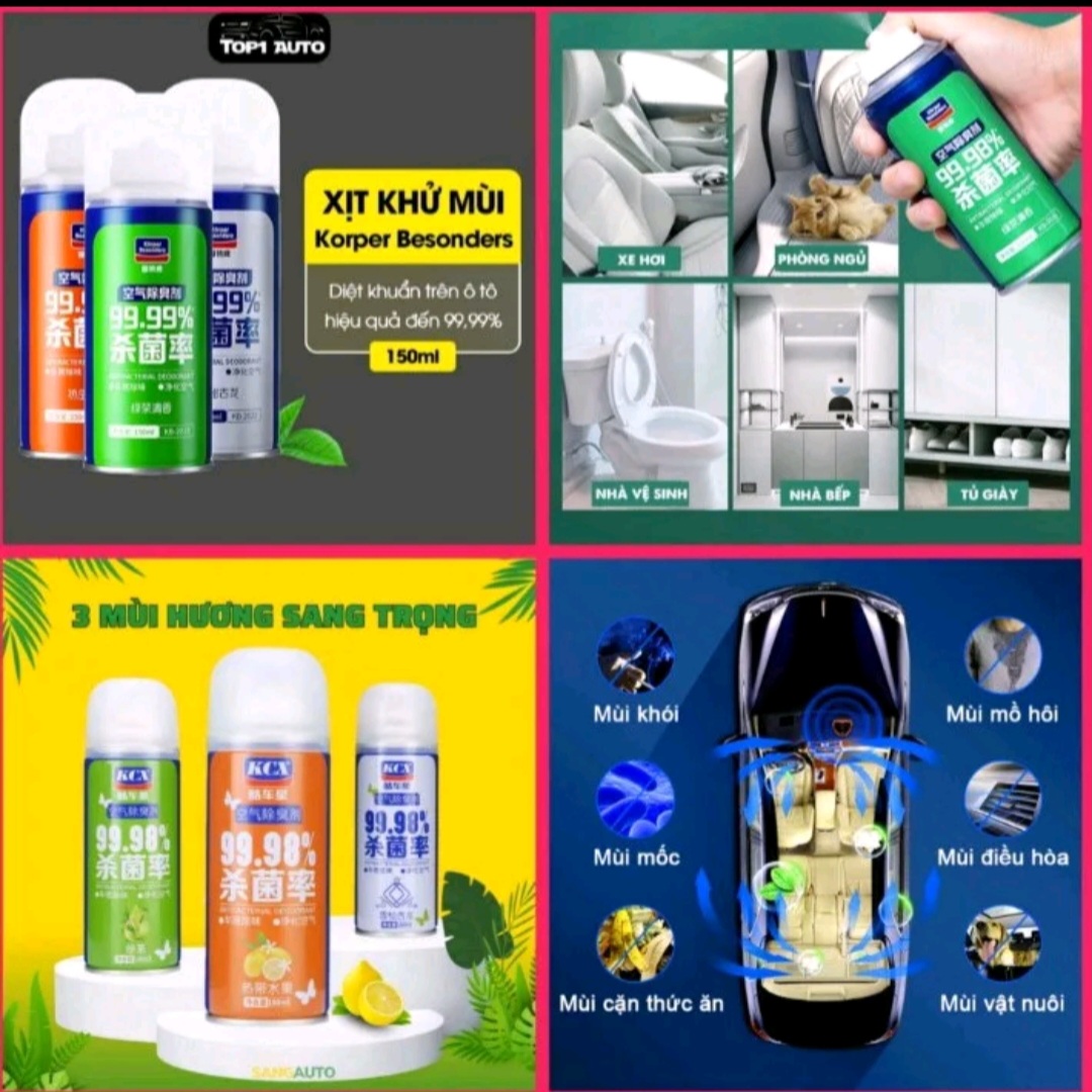 1 CHAI XỊT KHỬ MÙI DIỆT KHUẨN THƠM XE HƠI ÔTÔ CAO CẤP