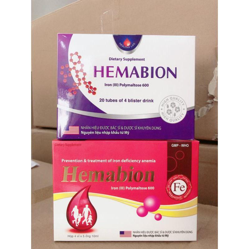 Hemabion giúp bổ sung sắt, acid folic giúp thai nhi phát triển khỏe mạnh cho phụ nữ mang thai - Hộp 20 ống