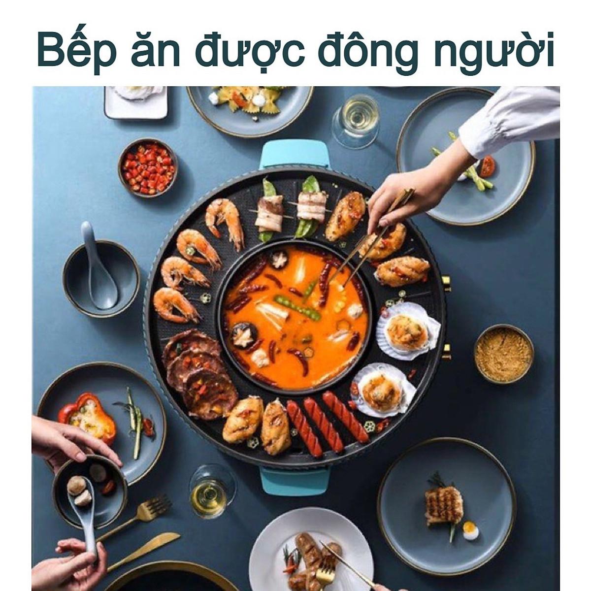 Bếp Lẩu Nướng Đa Năng Không Khói 2 Trong 1- Nồi Tròn Siêu Tiện Dụng - Hàng Chính Hãng