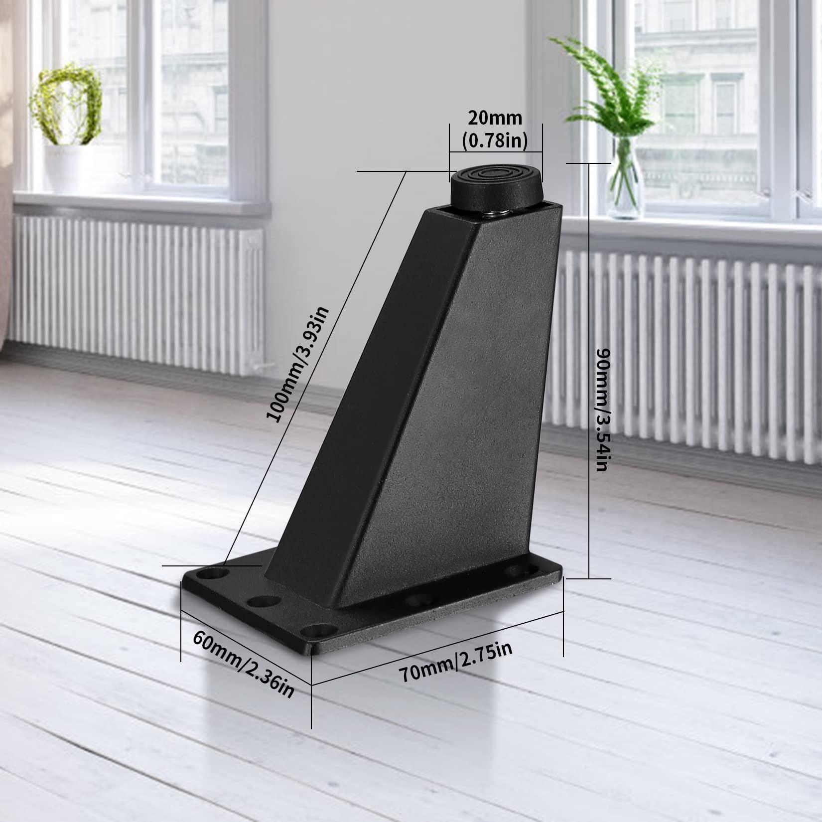 6 miếng chân đồ nội thất, bàn chân tủ màu đen có thể điều chỉnh, chân bàn kim loại, mềm cho giường sofa bàn chân Chân chân, 92mm