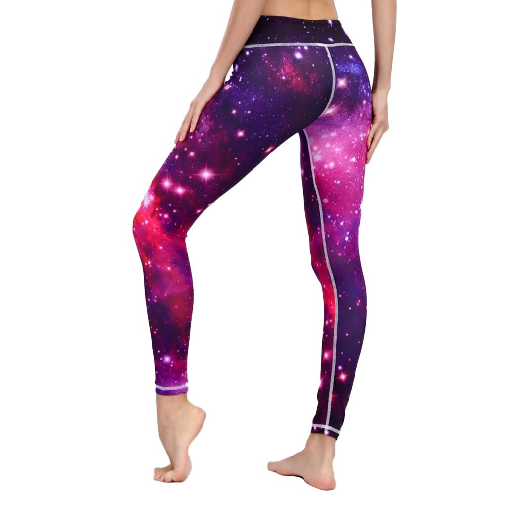 Women's High Waist Galaxy Space Star Print Yoga Pants Tights Stretchy Pilates Workout Sport Yoga Leggings Activewear