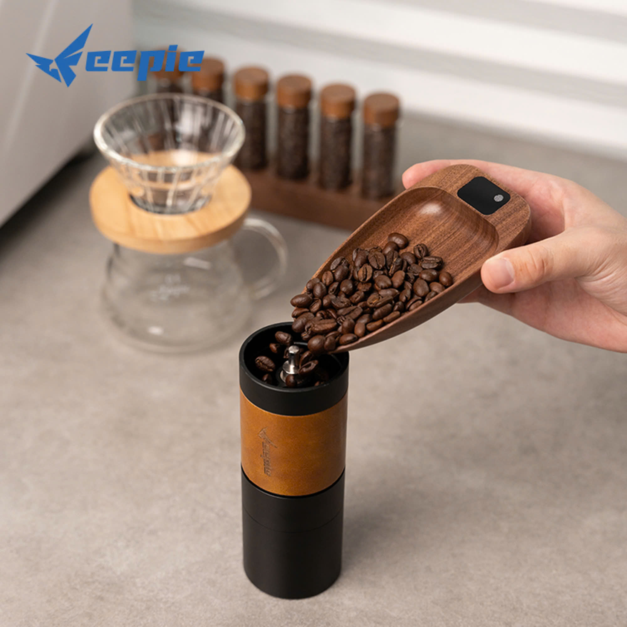 Cân điện tử gỗ tự nhiên cân cà phê cân trà