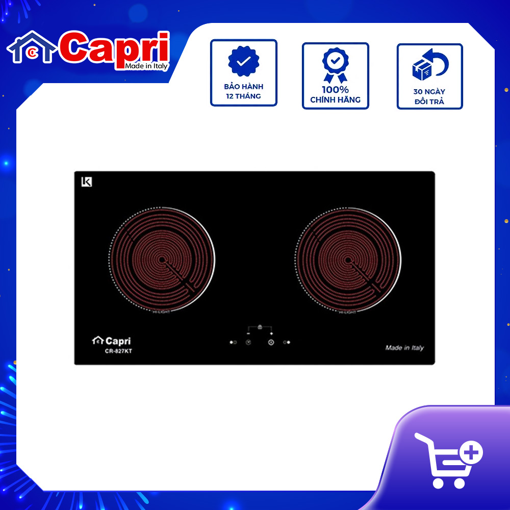 Bếp Hồng Ngoại Đôi Capri CR-827KT - Hàng Nhập Khẩu, Bền Đẹp, Sang Trọng, Tiết Kiệm Tối Ưu