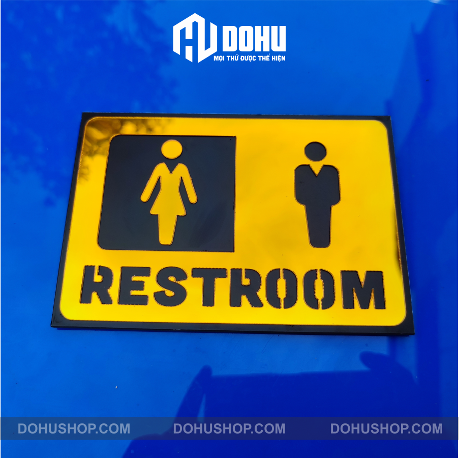 Bảng Restroom Gắn Phòng Vệ Sinh Tráng Gương Vàng - Sang Trọng, Hiện Đại