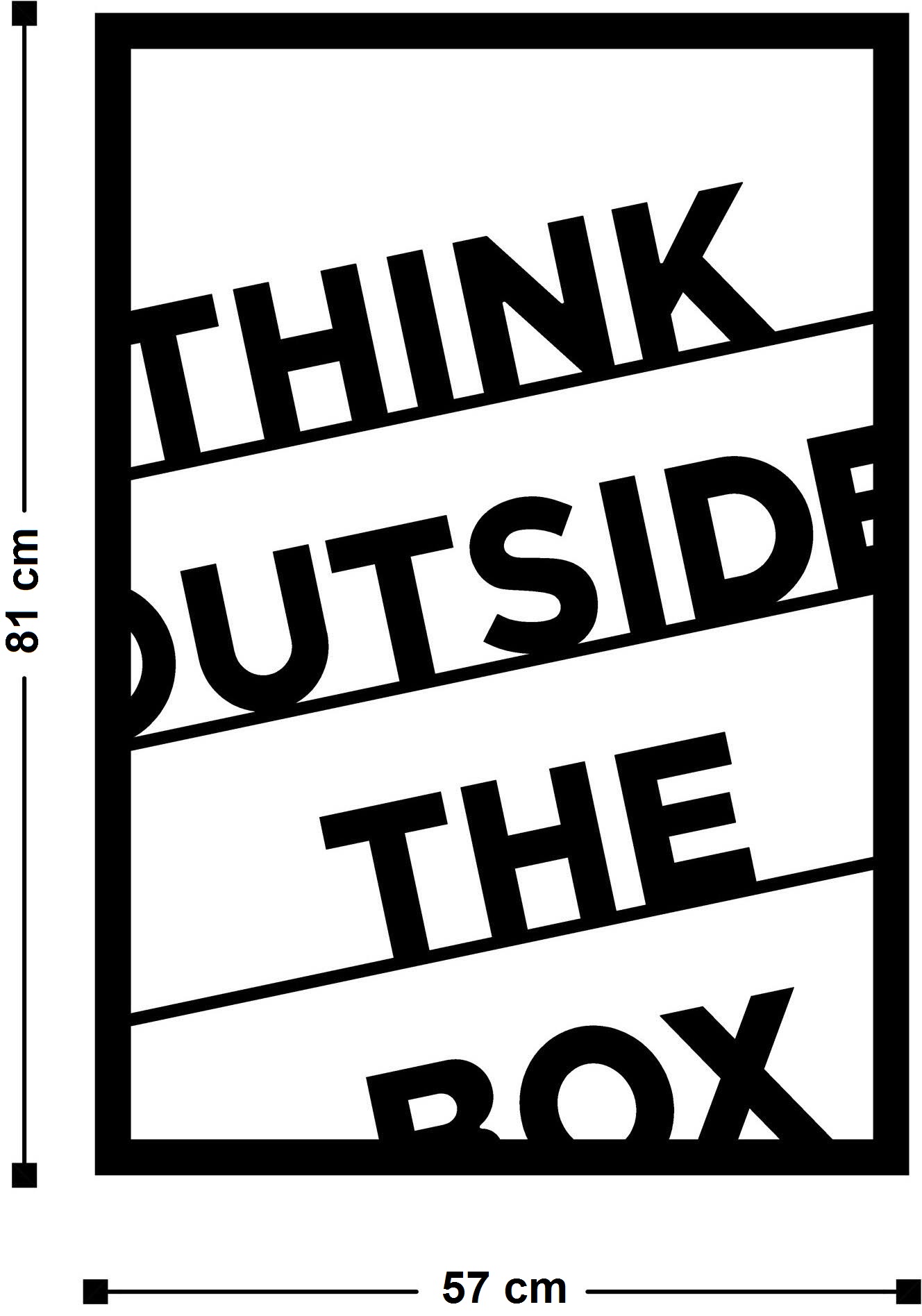 Decal cao cấp trang trí văn phòng chữ tiếng anh truyền cảm hứng "Think Outside the box" mẫu số 2