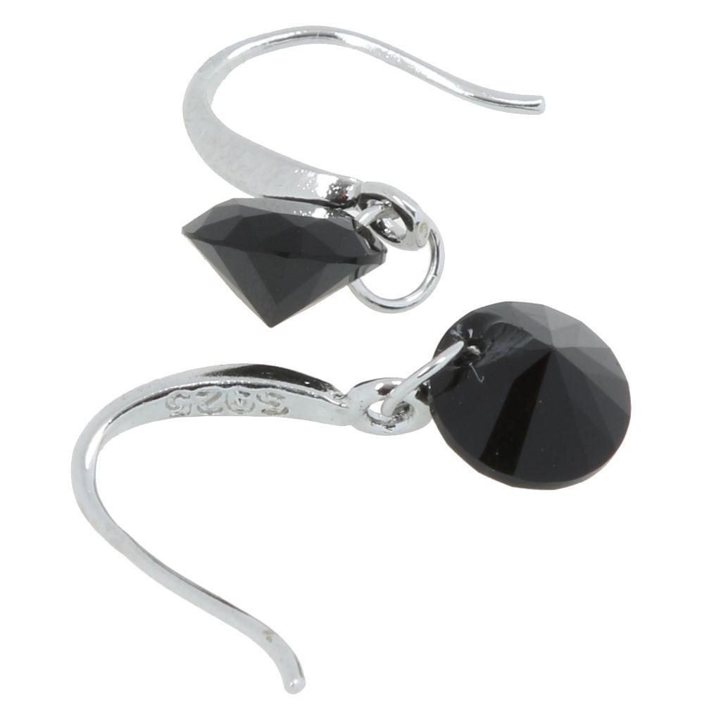 Fashion Jewelry Silver Black Zircon Earring For Women Round Earrings