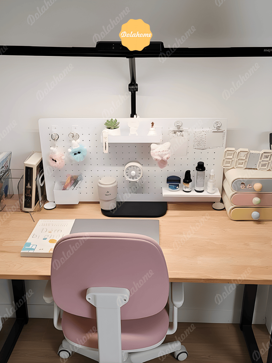 Bảng lỗ Pegboard Dola Home cao cấp dạng chân đứng để bàn để dụng cụ làm việc, tai nghe, mô hình, bàn phím, laptop