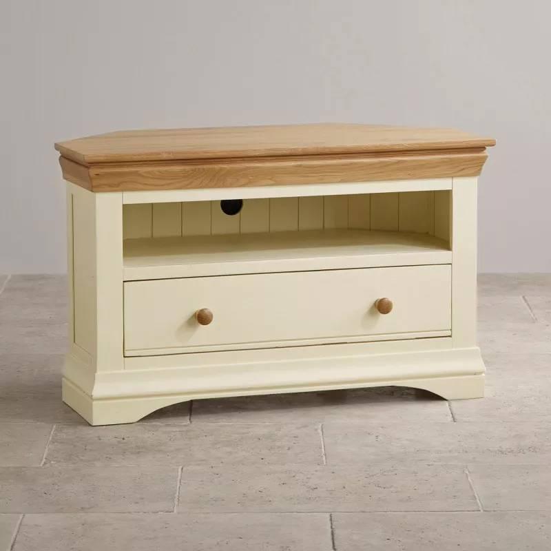 Tủ TV Góc Country Cottage Gỗ Sồi Ibie LSVCOUO - Trắng