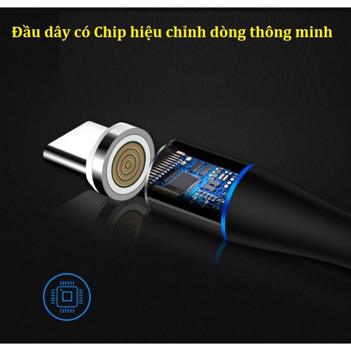 Dây cáp sạc nam châm hỗ trợ sạc nhanh QC 3.0, truyền dữ liệu 7 chân sạc đầu Iphone | Micro USB | Type C xoay 360 độ