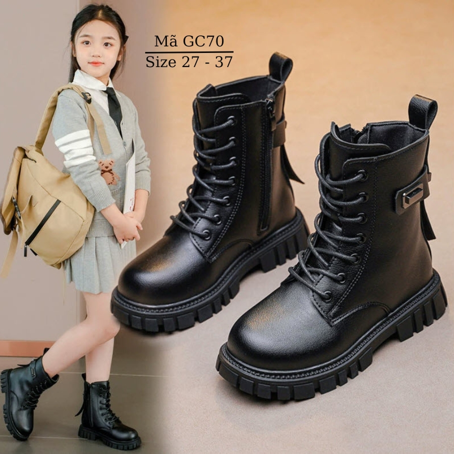 Bốt bé gái trẻ em học sinh 3 - 12 tuổi cổ cao thời trang năng động cá tính phong cách Hàn Quốc NHÍM SHOP GC70