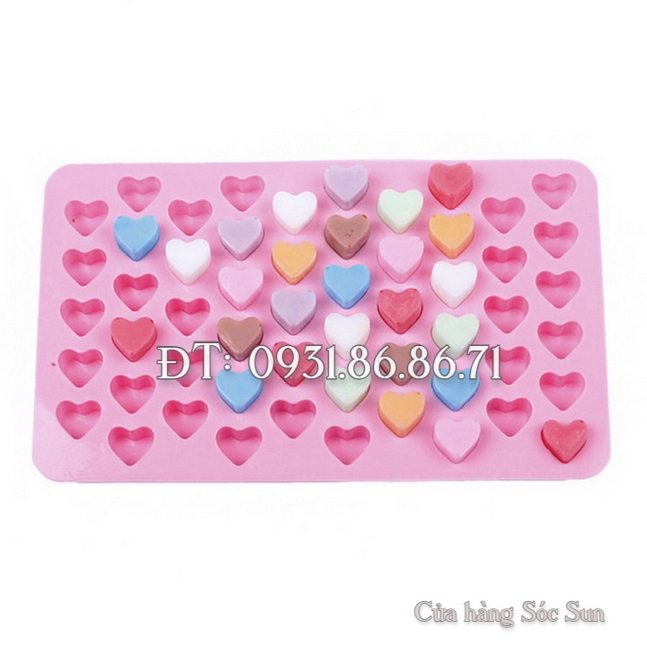Khuôn silicon 55 trái tim - Mã số 1248