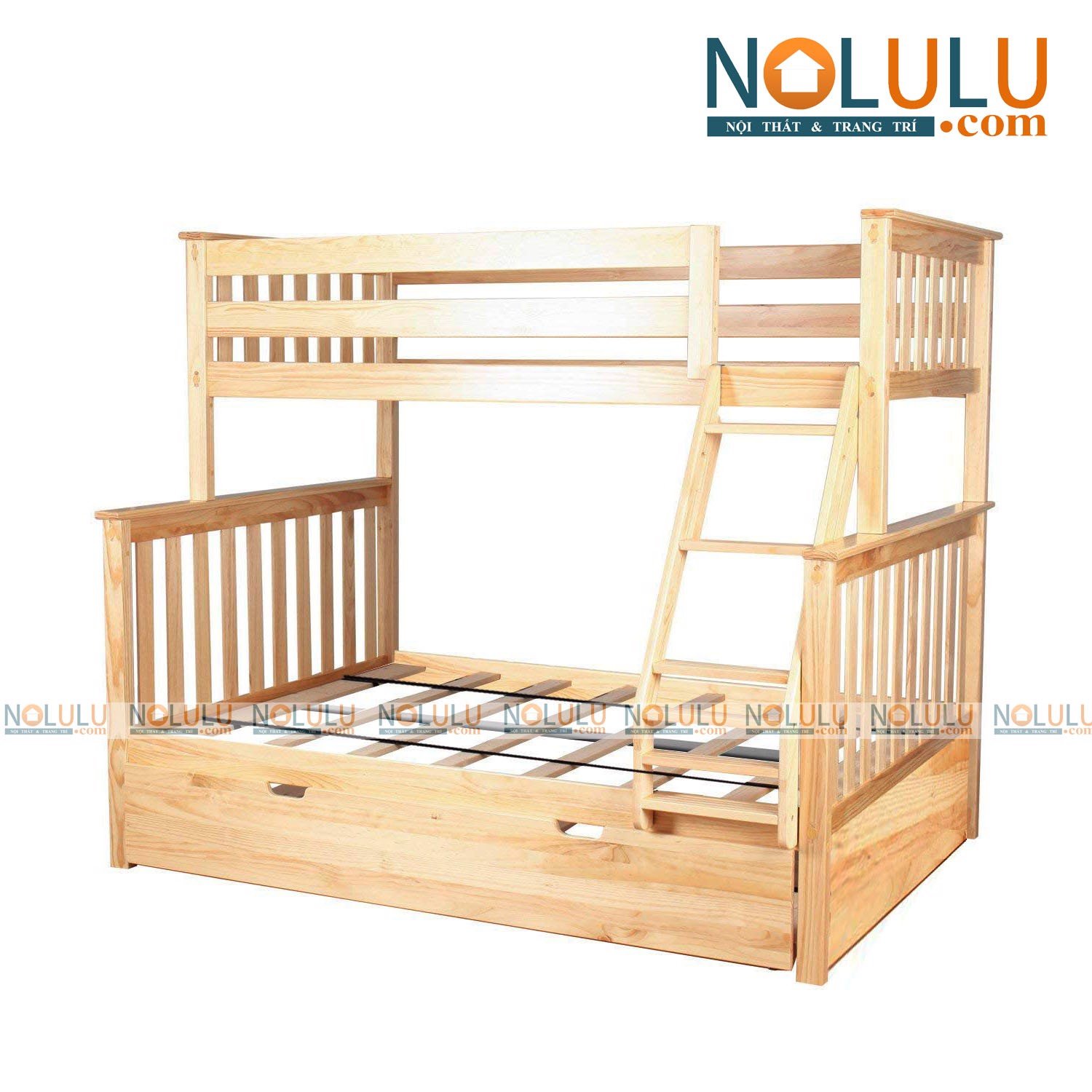 Giường Tầng 1m6 Gỗ Tự Nhiên - Thiết Kế Chắc Chắn & Tiết Kiệm Diện Tích - Có Thể Tách Thành 2 Giường Riêng Biệt