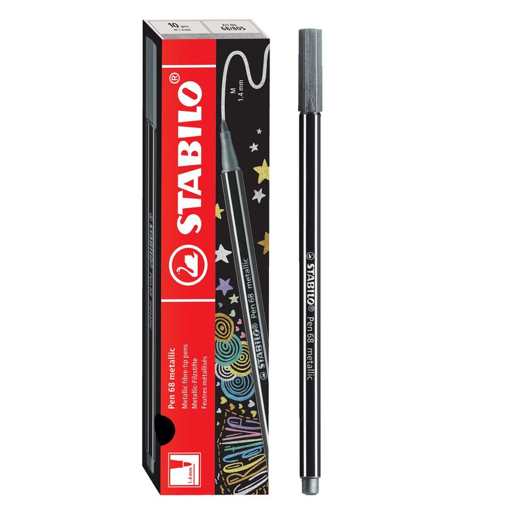 Bộ 10 cây bút lông màu nhũ STABILO Pen68 metallic 1.4mm (PNM68/10