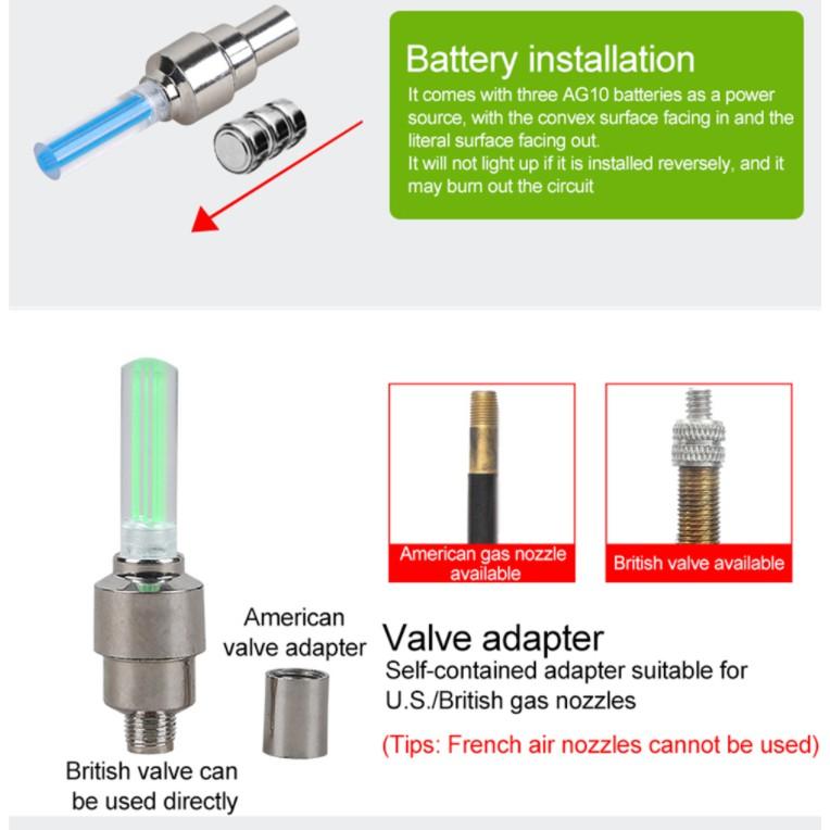 Đèn LED gắn van bánh xe đạp xe hơi có pin mẫu tạo hình đầu lâu