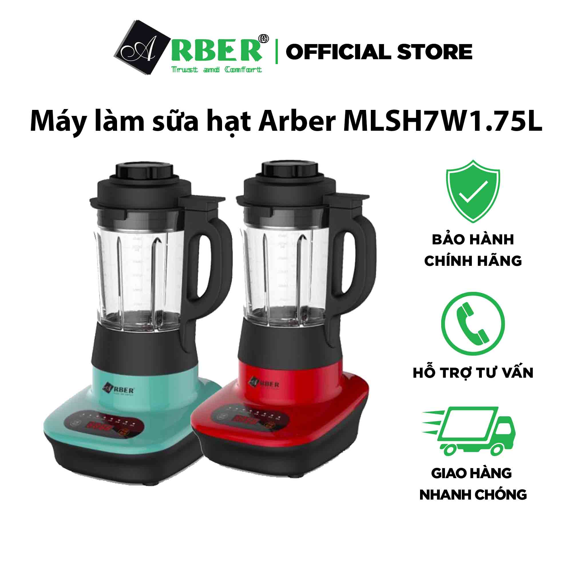 Máy làm sữa hạt Arber MLSH7W1.75L (RED + GREEN) hàng nhập khẩu chính hãng