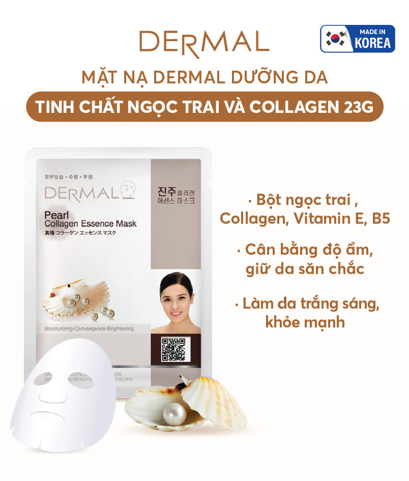 [ Mua 10 tặng 2 ] Mặt nạ dưỡng da Dermal tinh chất ngọc trai 23gram