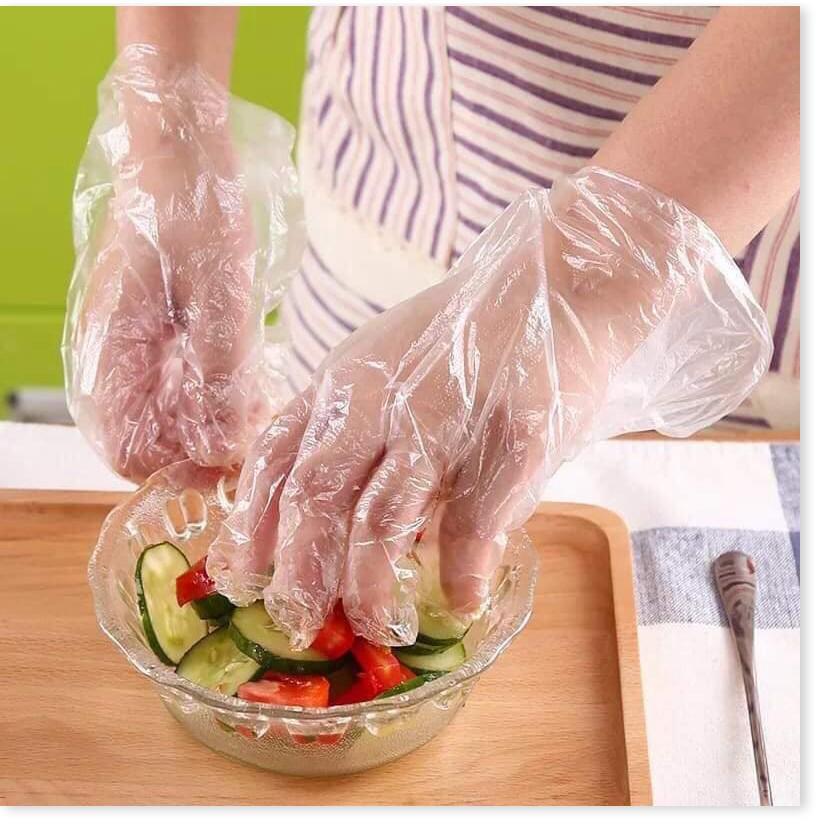 Combo 200 Găng Tay Nilon Một Lần Dùng - Set 200 Bao Tay Dùng 1 Lần (loại vừa)