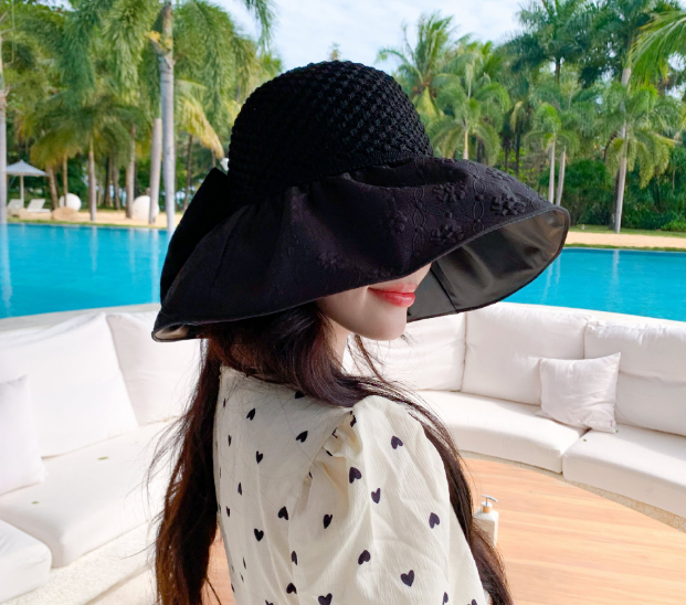 Mũ rộng vành chống nắng chống tia cực tím cao cấp, nón nữ gắn nơ thời trang mới