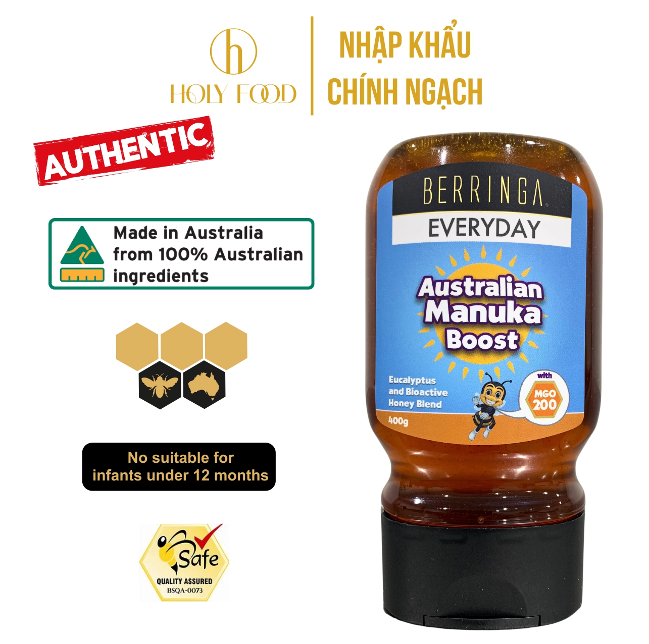 Mật ong manuka Berringa Everyday Booster MGO 200+, 400gram, hàng chính hãng ÚC