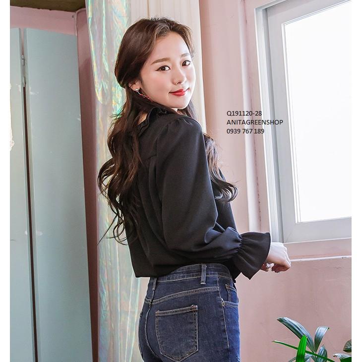 Q191120 ÁO KIỂU NỮ CỔ NHÚN BÈO