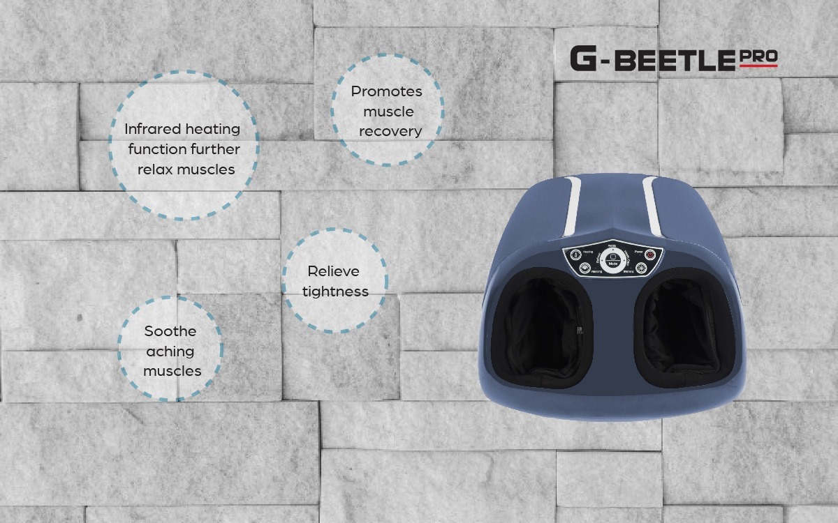 Máy Massage Chân G-BEETLE PRO tặng &quot;Máy Massage Cầm Tay G-Relax EZ + Thảm Massage Chân Ten Pad&quot;