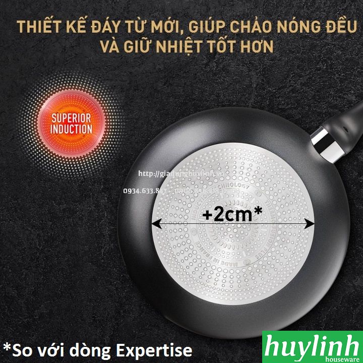 Chảo chiên chống dính đáy từ Tefal Unlimited 22cm dùng cho mọi loại bếp - Sản xuất tại Pháp - G2550302 - Hàng chính hãng