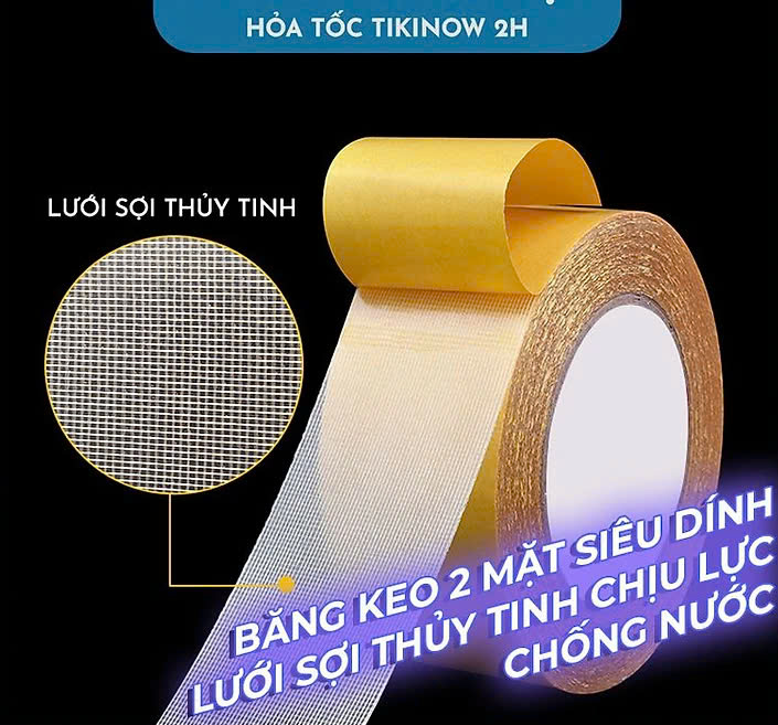 10mm*10m COMBO 2 CUỘN Keo 2 Mặt Sợi Thủy Tinh Cường Lực Dán Thảm Trải Sàn, Keo Chống Nước, Không Để Vết Keo