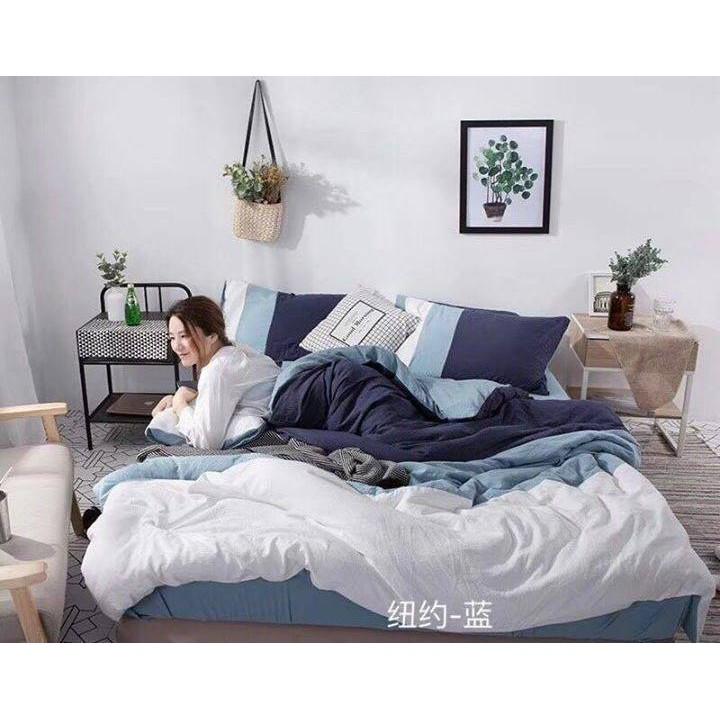 BỘ CHĂN GA ĐŨI KẺ 3 MÀU