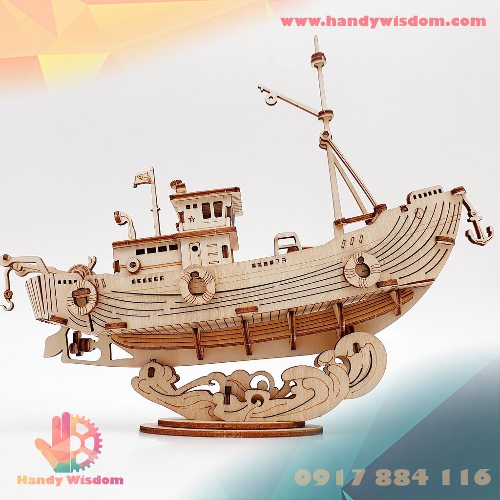 Mô hình lắp ghép gỗ Rolife - Tàu đánh cá - Robotime Fishing Ship TG308