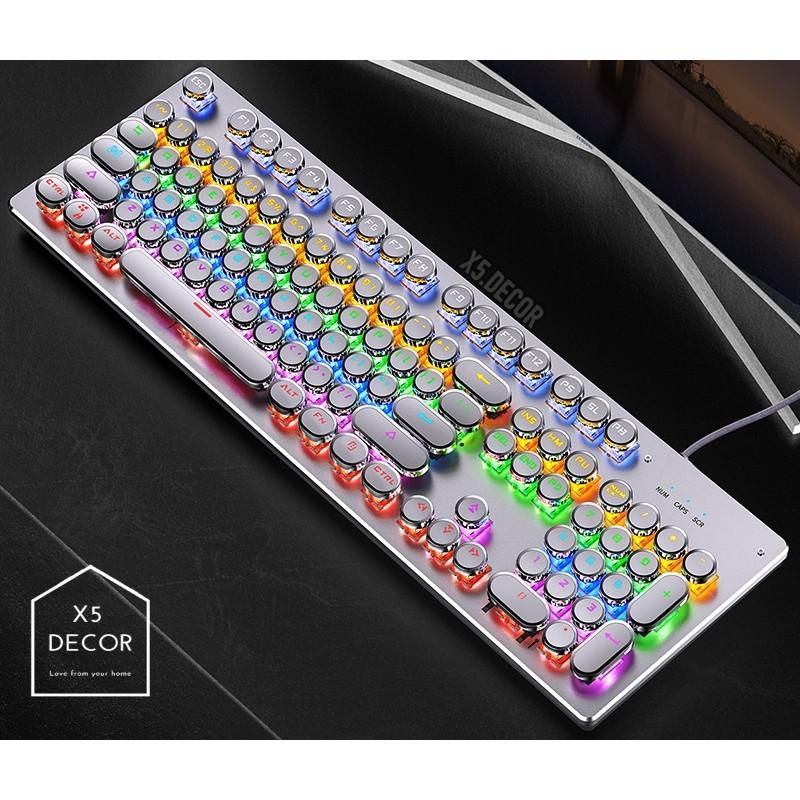 Bàn Phím Cơ Gaming ZK4 Pro Led RGB - Nút tròn viền bạc phím cơ nổi siêu nảy cao cấp - Fullsize 20 chế độ đèn LED